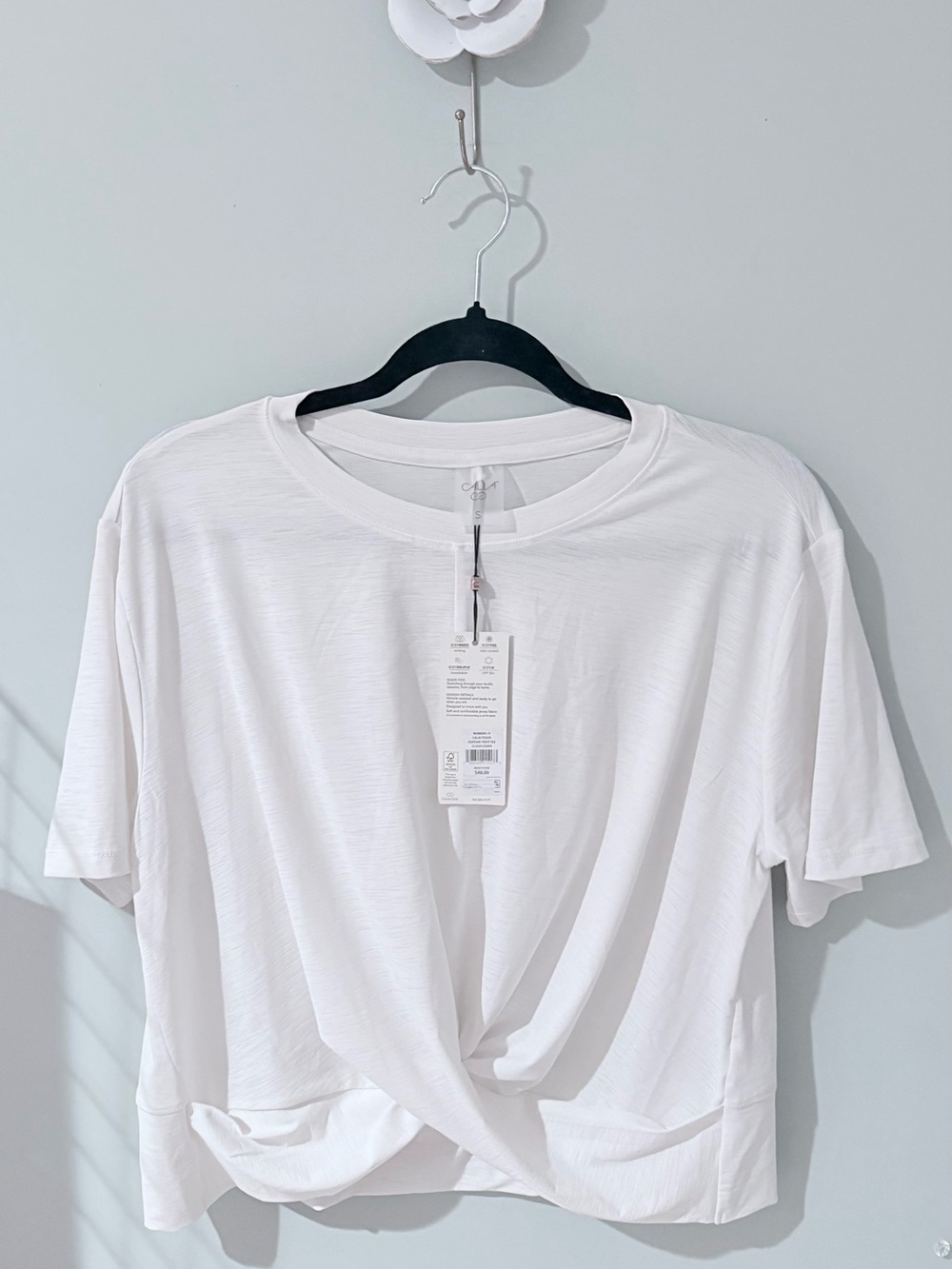 CALIA Tissue Texture Twist Tee – White – S – NWT - Picture 1 of 3